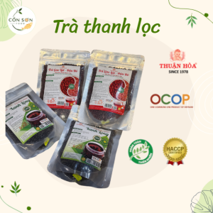 Trà thanh lọc Cồn Sơn Food được làm từ gạo lứt đỏ, đậu đỏ và đậu đen xanh lòng, có hương thơm tự nhiên, vị thanh nhẹ dễ uống và phù hợp sử dụng hằng ngày.